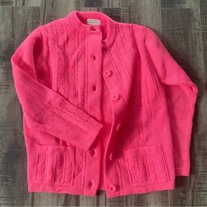 Vintage Hot Pink Knit Cardigan